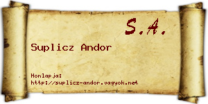 Suplicz Andor névjegykártya